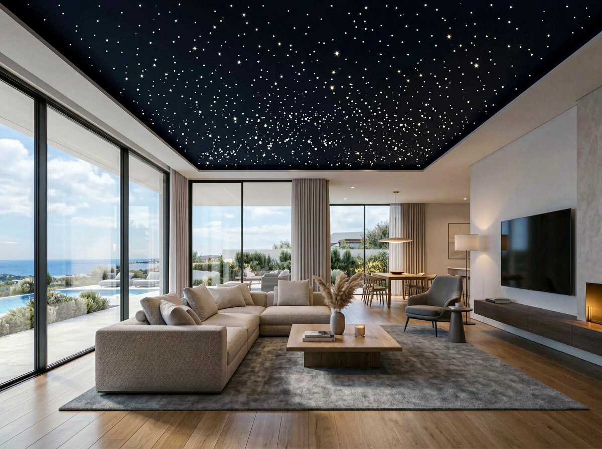Starlight Fiber-Optic Ceilings — modern stretch ceiling design example